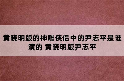 黄晓明版的神雕侠侣中的尹志平是谁演的 黄晓明版尹志平